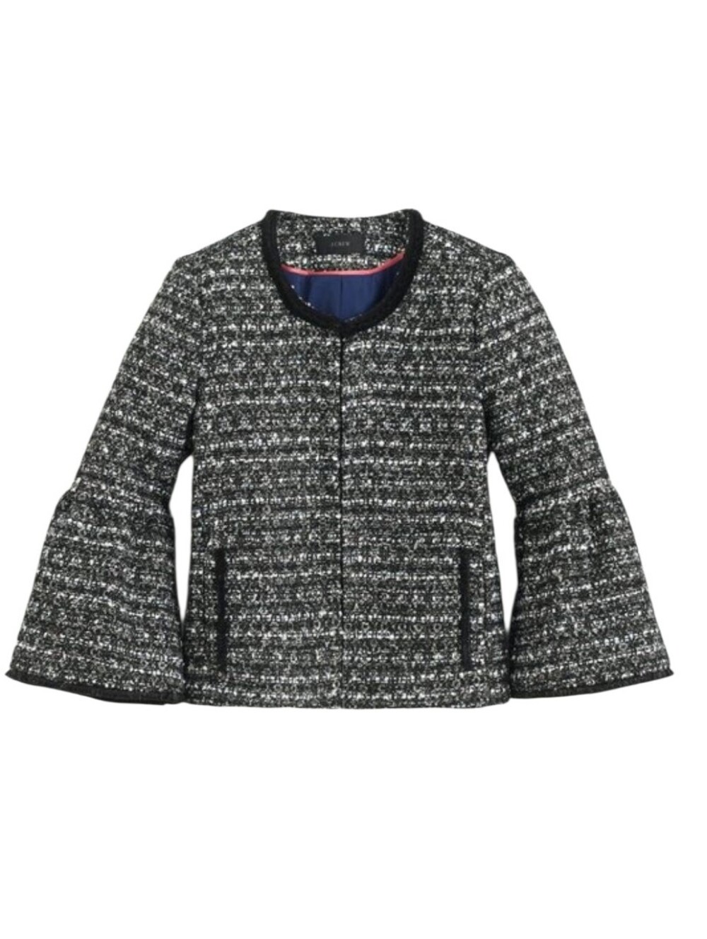 Bell Sleeves J. Crew Lady Jacket Blazer in Sequin Tweed Sz.10 - Picture 3 of 11